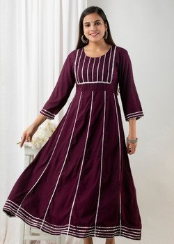 Embellished Viscose Rayon Stitched Flared/A-line Gown (Purple)