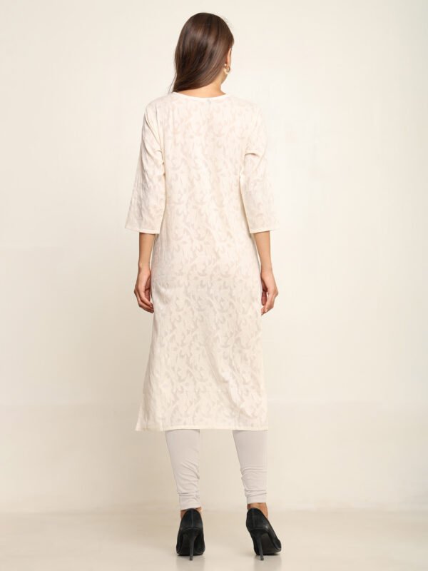 grey south cotton floral embroidered knee length kurta