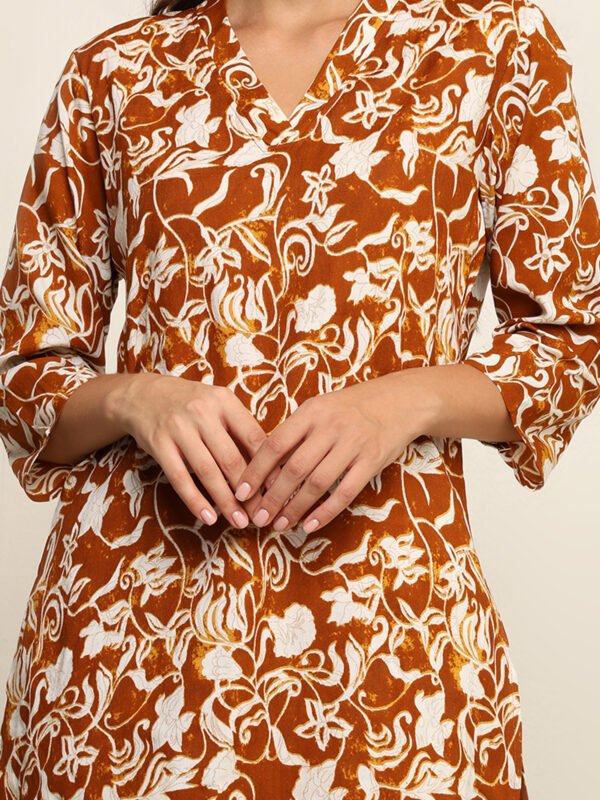 floral print golden brown co ords set with pockets