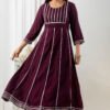 wine viscose rayon gotta patti anarkali party gown