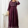 wine viscose rayon gotta patti anarkali party gown
