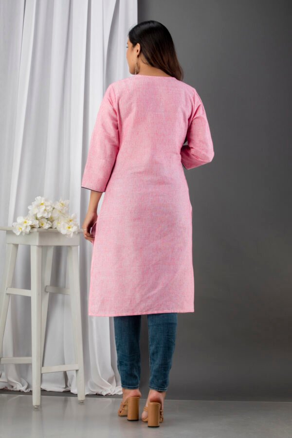 grey south cotton floral embroidered knee length kurta