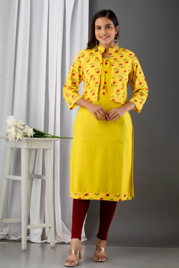grey south cotton floral embroidered knee length kurta