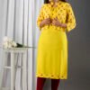 grey south cotton floral embroidered knee length kurta