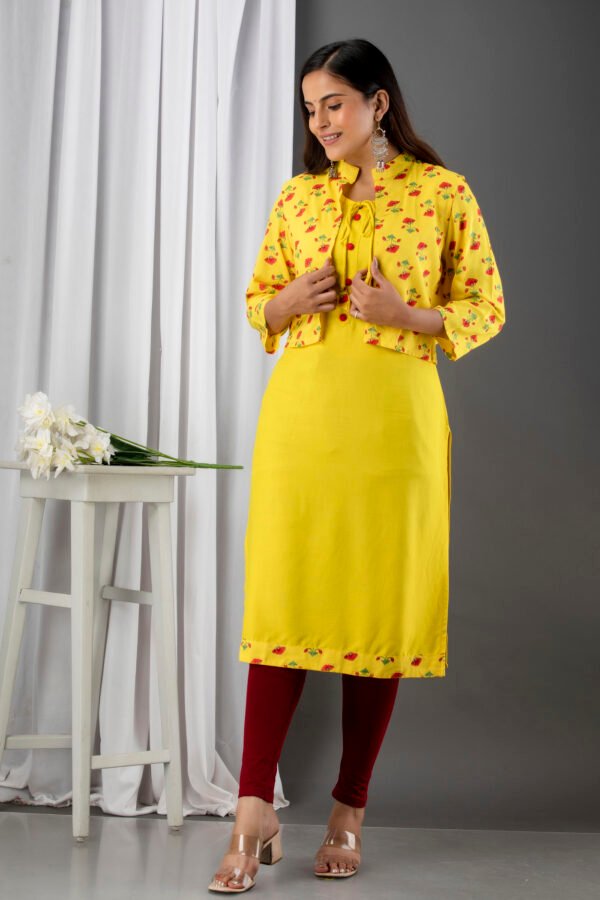 grey south cotton floral embroidered knee length kurta