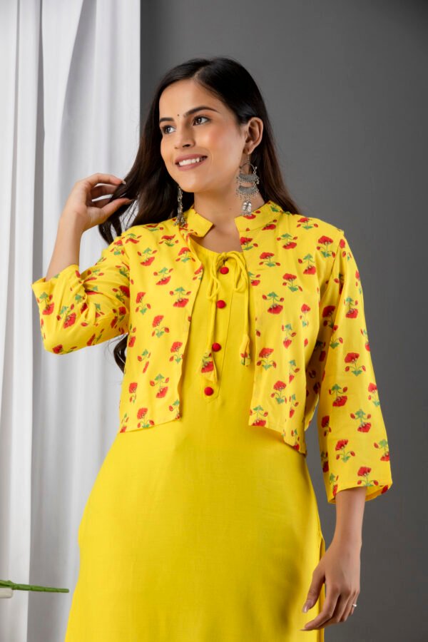 grey south cotton floral embroidered knee length kurta