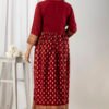 printed maroon viscose rayon stitched flared gown