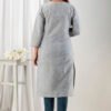 grey south cotton floral embroidered knee length kurta