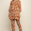 floral print golden brown co ords set with pockets
