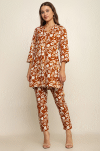 floral-print-golden-brown-co-ords-set-with-pockets