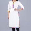 white rayon straight kurta with multicolor gota lace