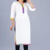 white rayon straight kurta with multicolor gota lace