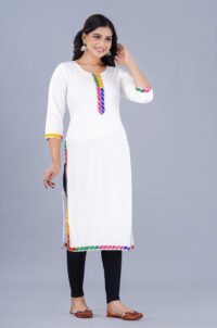 white-rayon-straight-kurta-with-multicolor-gota-lace