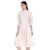 women fit and flare babypink knee length dress