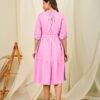 women fit and flare babypink knee length dress