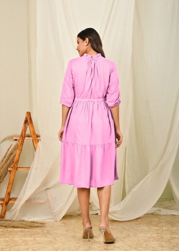 women fit and flare babypink knee length dress