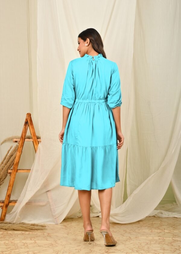 women fit and flare babypink knee length dress