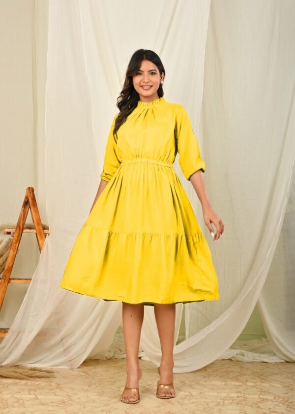 women fit and flare babypink knee length dress