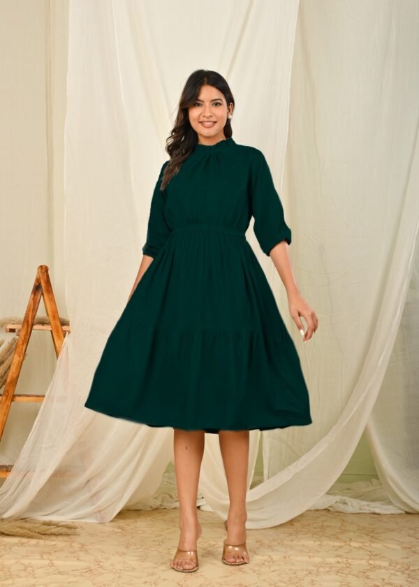 women fit and flare babypink knee length dress