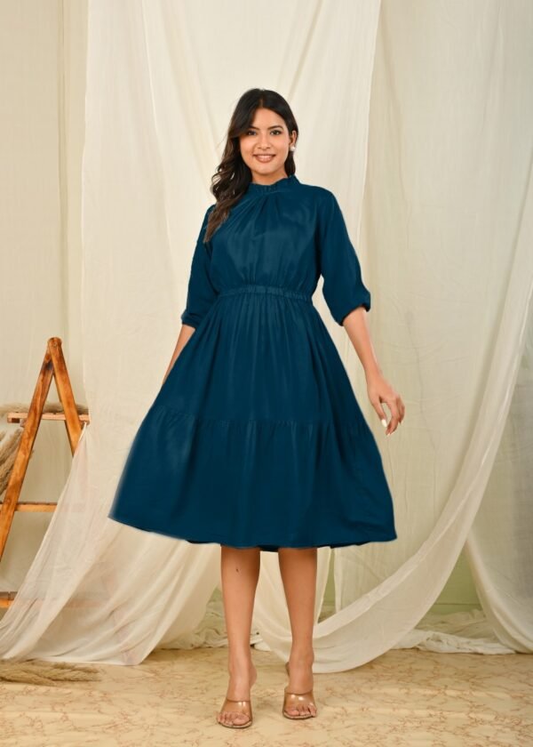 women fit and flare babypink knee length dress