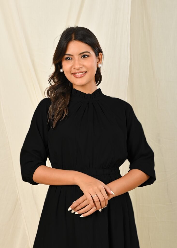 women fit and flare babypink knee length dress