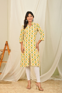 floral-print-rayon-shirt-collar-kurta-with-front-slit