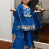 girls blue rayon bandhni kurta sharara dupatta set girls blue rayon bandhni kurta sharara dupatta set