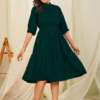 women fit and flare bottlegreen knee length dress