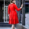 women fit and flare babypink knee length dress
