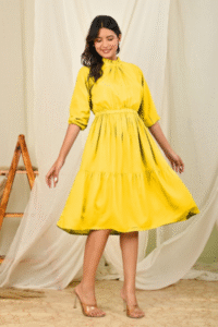 women-fit-and-flare-lemon-yellow-knee-length-dress